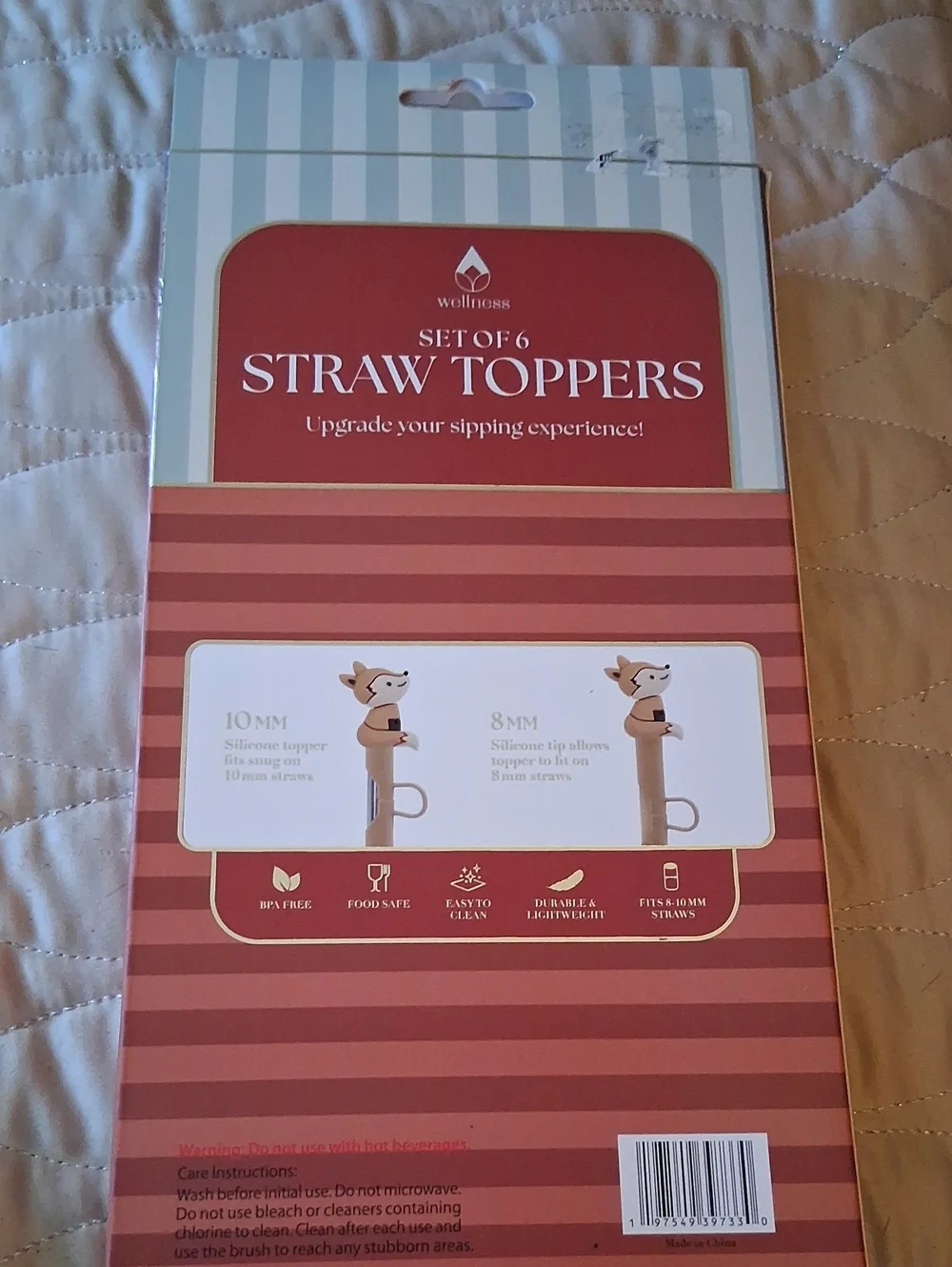 Wellness Fox Straw Toppers - Set of 6 (Pink, Brown, Cream)